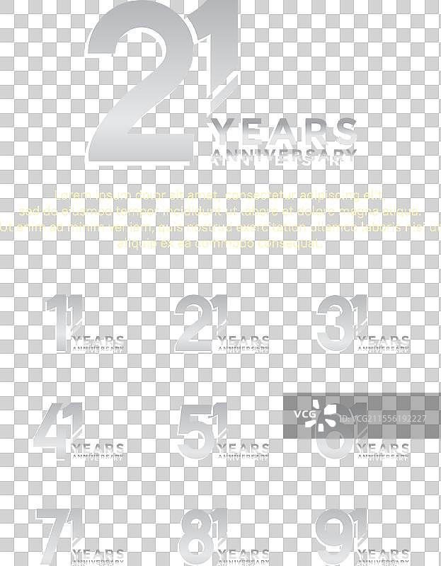 蓝色背景上的银色周年纪念标志，带有斜杠设计图片素材