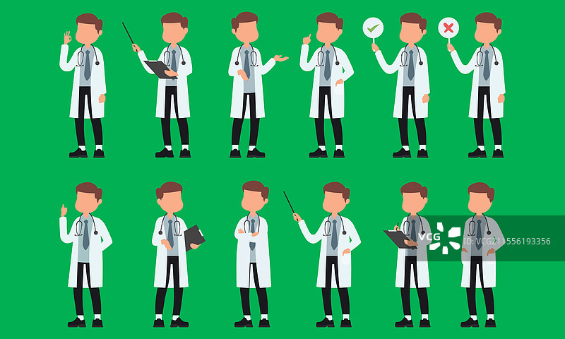 一组医生展示各种手势图片素材