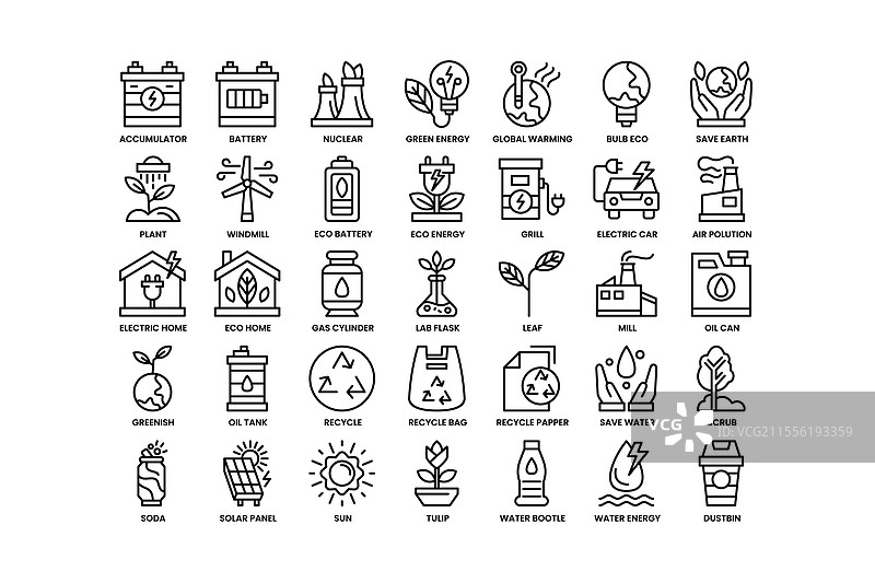 一组代表生态主题的图标图片素材