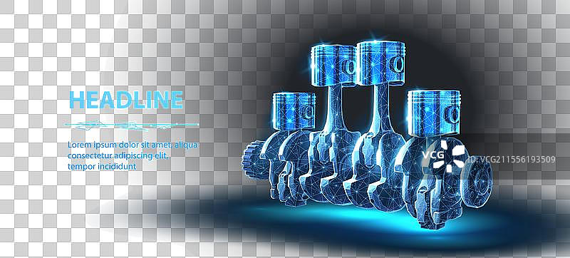 抽象的3D引擎活塞汽车部件驱动图片素材