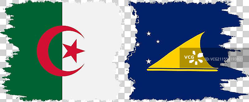 托克劳和阿尔及利亚的破旧旗帜连接图片素材