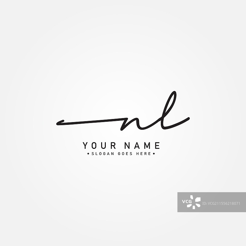 手写签名logo，字母nl的首字母设计图片素材