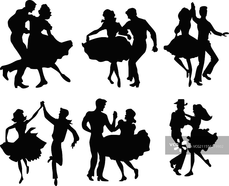 跳舞情侣的剪影图片素材