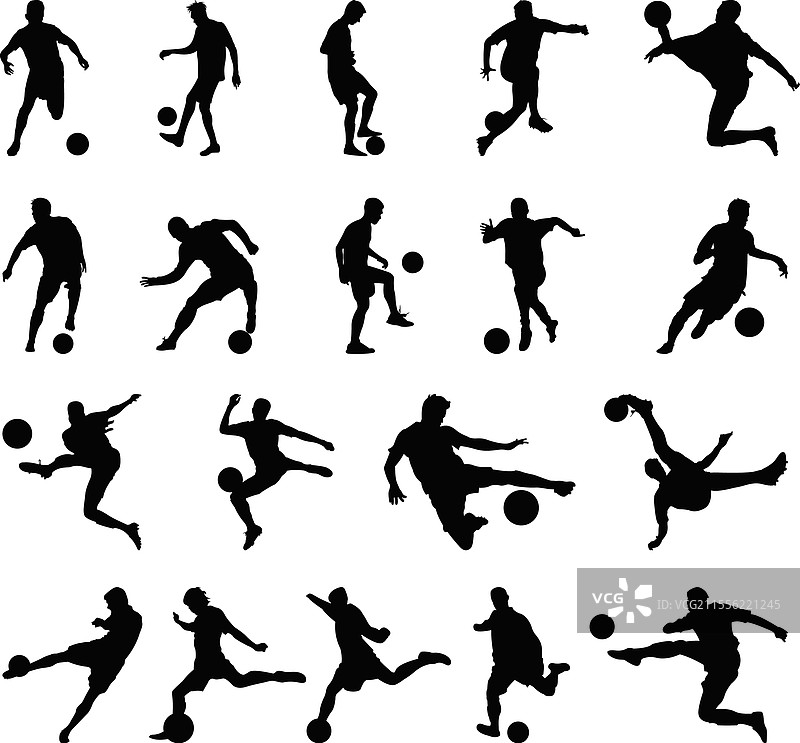 足球运动员剪影图片素材