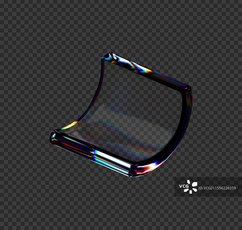 3D透明光泽玻璃曲线方形形状图片素材