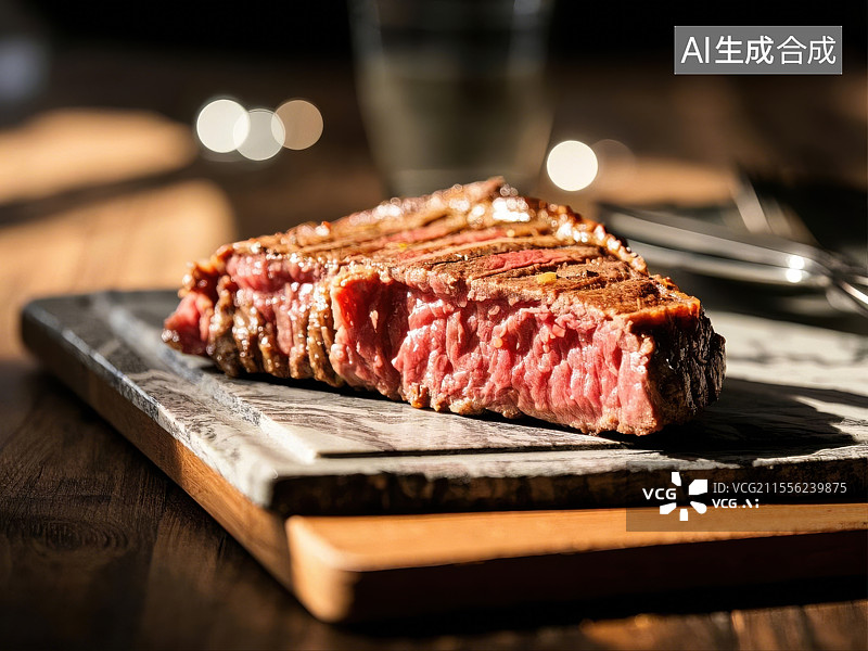 【AI数字艺术】餐桌上的鲜嫩牛排图片素材