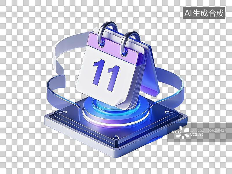 【AI数字艺术】透明背景的3D一本日历上面有数字11图标图片素材