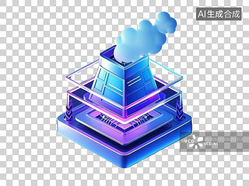 【AI数字艺术】透明背景的3D烟囱冒烟图标图片素材