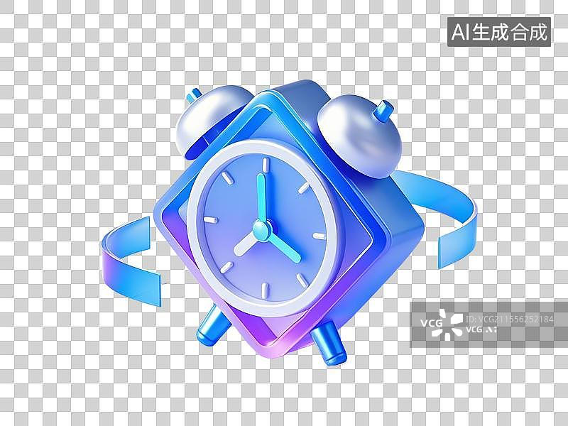 【AI数字艺术】透明背景的3D闹钟图标图片素材