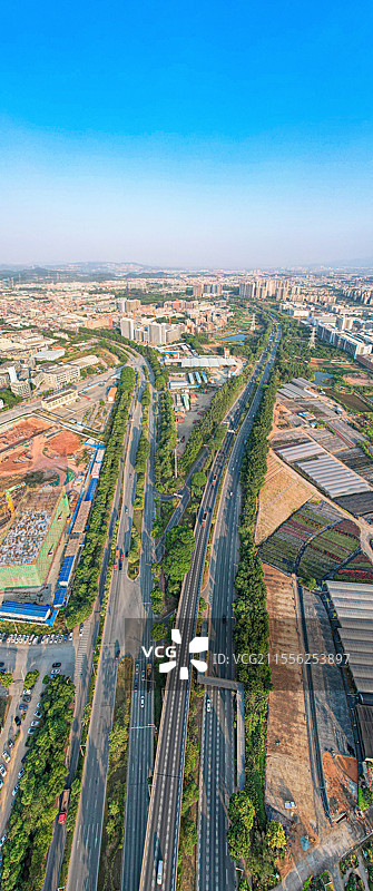 东莞，寮步镇，航拍城镇建筑风光图片素材