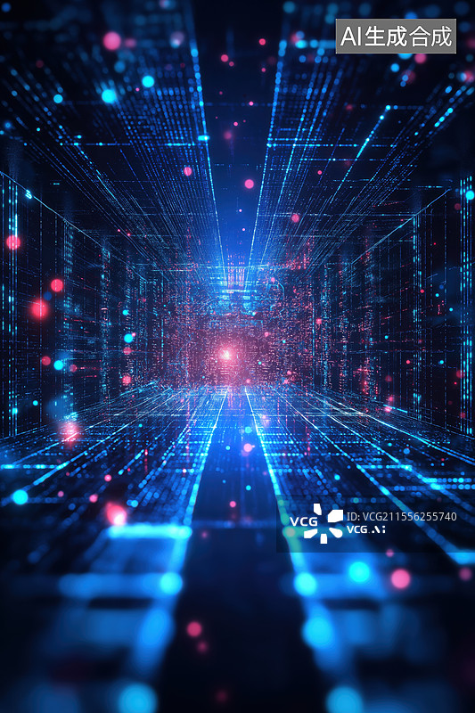 【AI数字艺术】科技粒子空间图片素材