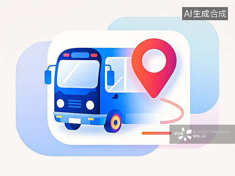 【AI数字艺术】极简扁平设计 _ 公交车图标图片素材