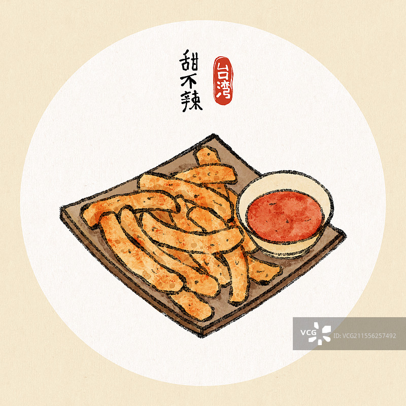 台湾美食国风插画-甜不辣图片素材