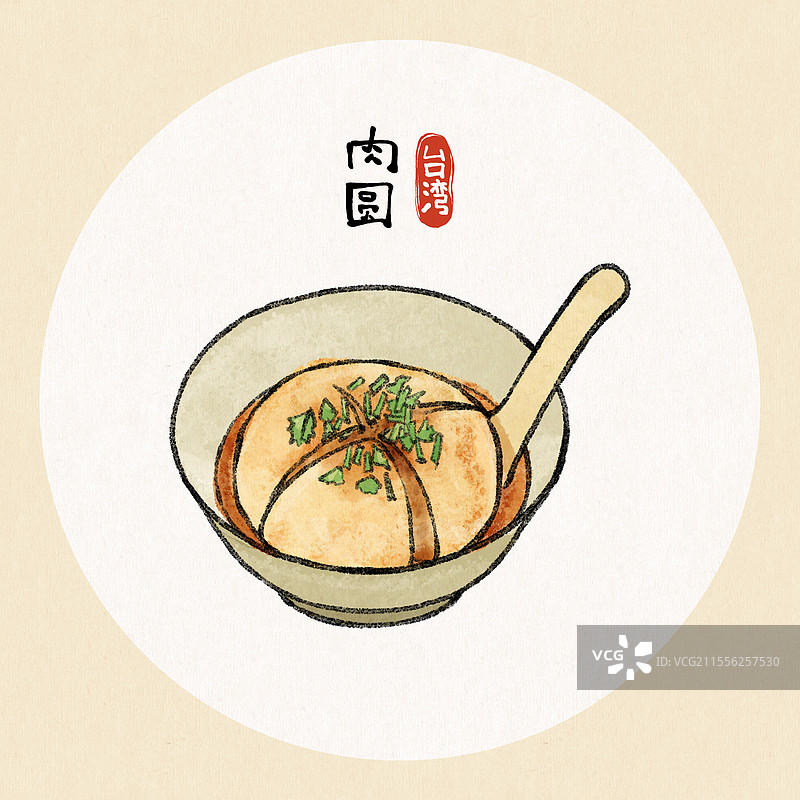 台湾美食国风插画-肉圆图片素材