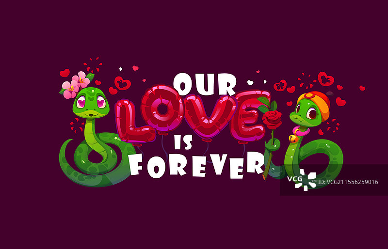 情人节名言横幅：我们的爱是永恒的图片素材
