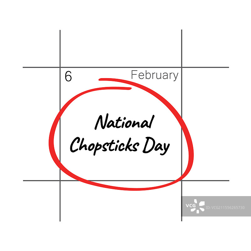 国家筷子日 - 2月6日 - 日历日期图片素材