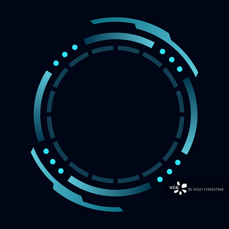 科幻圆形霓虹HUD边框或框架图片素材