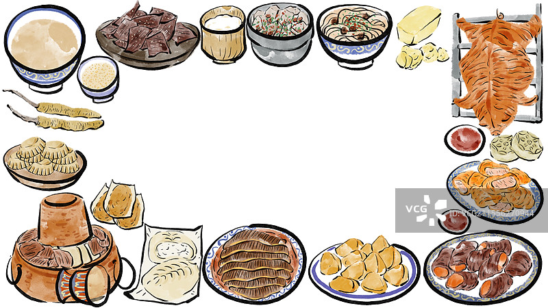 水墨风西藏美食插画图片素材
