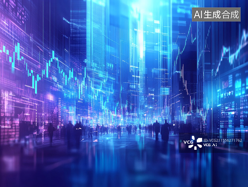 【AI数字艺术】未来都市的金融科技图片素材