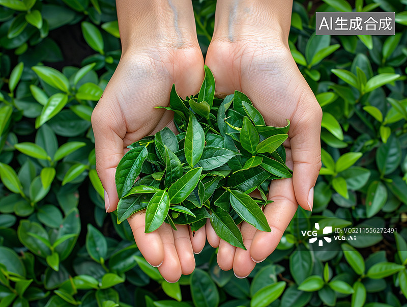 【AI数字艺术】双手捧着茶叶图片素材