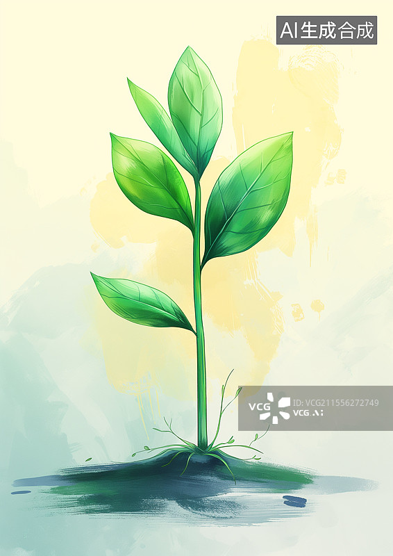 【AI数字艺术】一棵绿色的树苗图片素材