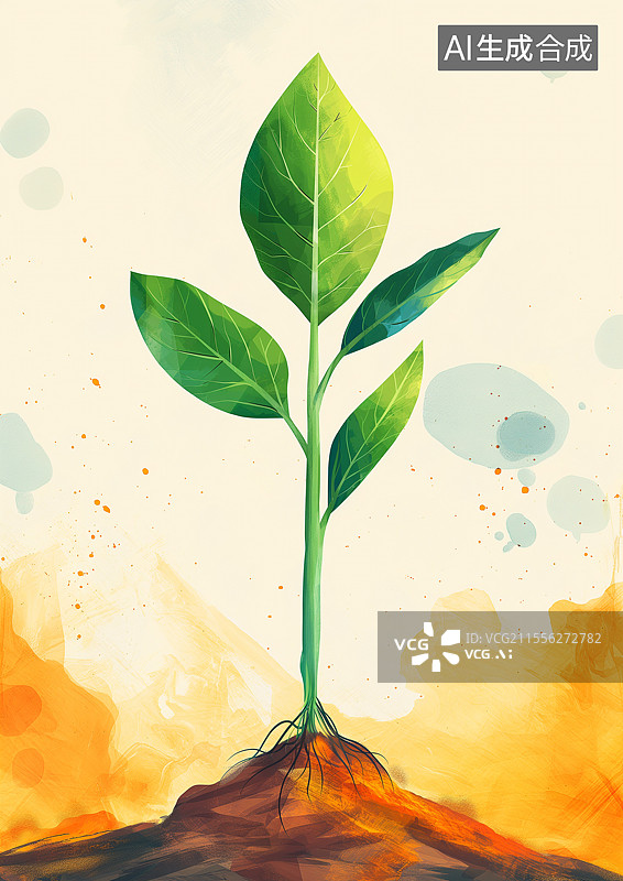 【AI数字艺术】一棵绿色的树苗图片素材