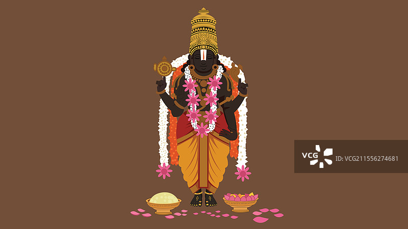 供奉花卉的维克特斯瓦拉神主图片素材