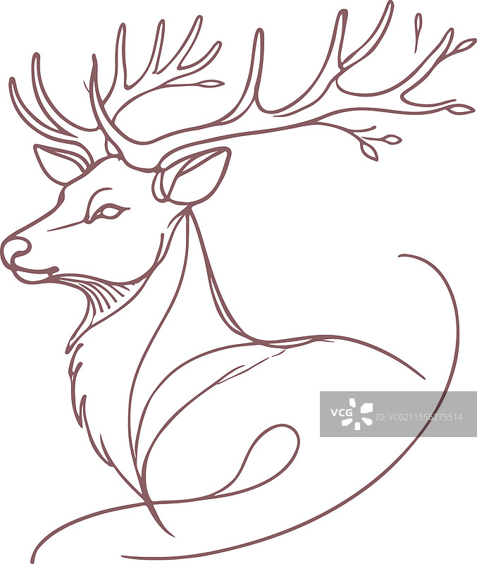 优雅的线条画描绘了一只宁静的鹿图片素材