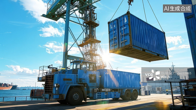【AI数字艺术】港口经济集装箱超重货运贸易图片素材