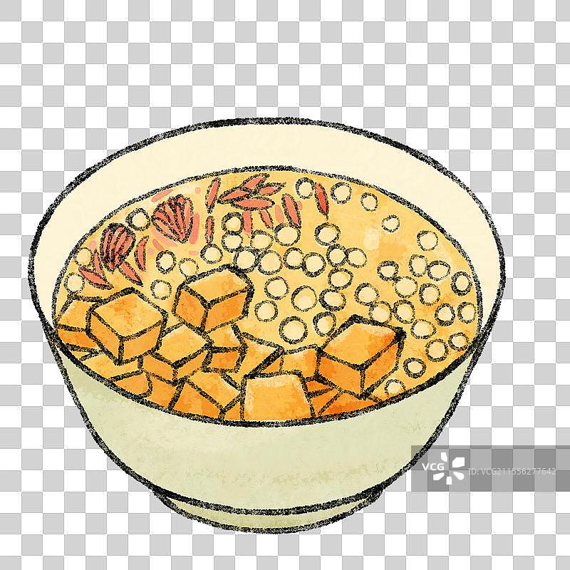 香港美食国风插画-杨枝甘露图片素材