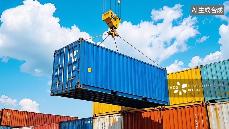 【AI数字艺术】港口经济集装箱超重货运贸易图片素材