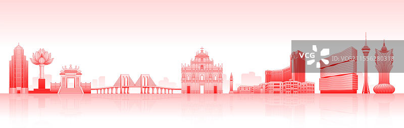 中国澳门金色地标城市插画图片素材