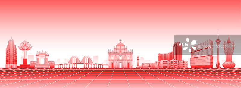 中国澳门金色地标城市插画图片素材