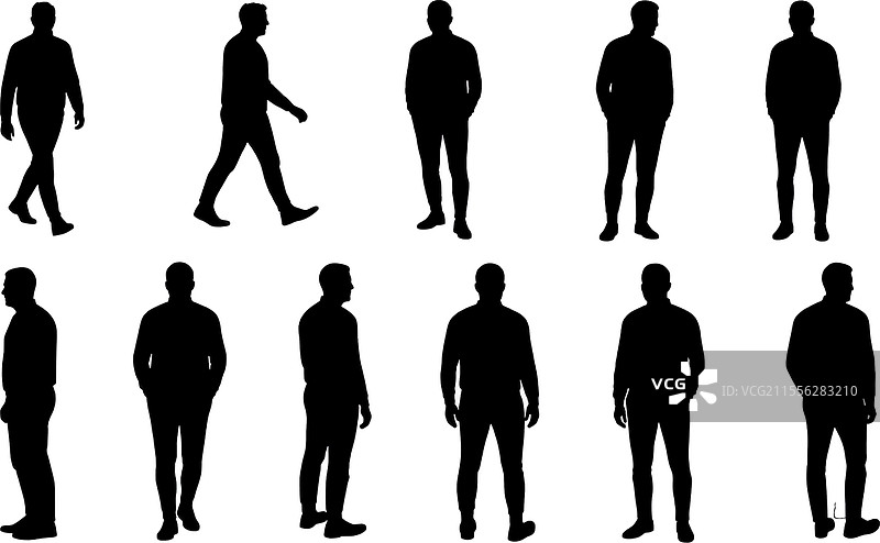 运动中的男性黑色剪影图片素材