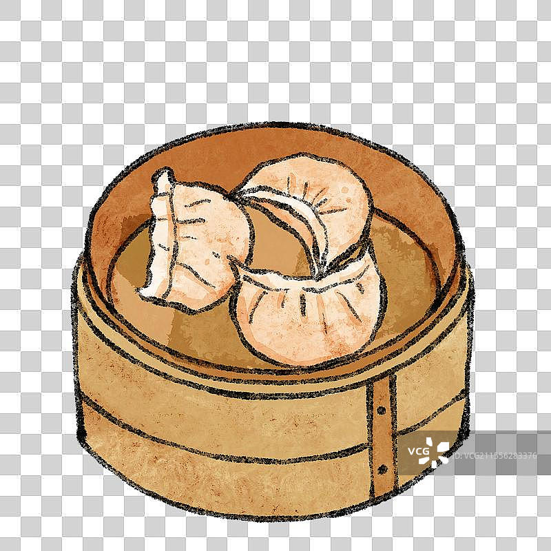 香港美食国风插画-虾饺图片素材