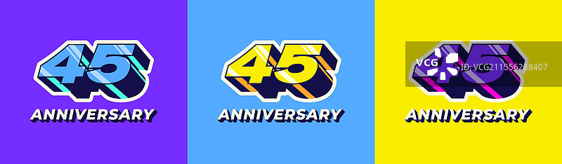 3D复古长阴影彩色第45届图片素材