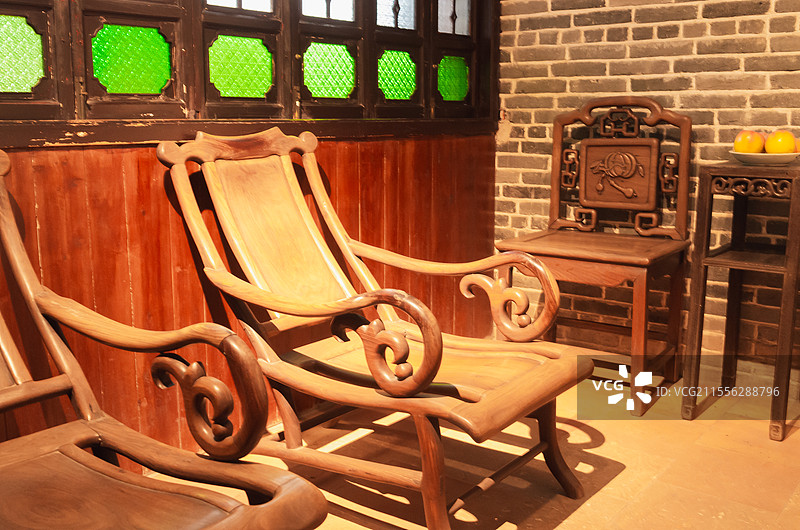 广州荔湾博物馆西关大屋旧家具，室内摆设景观。图片素材