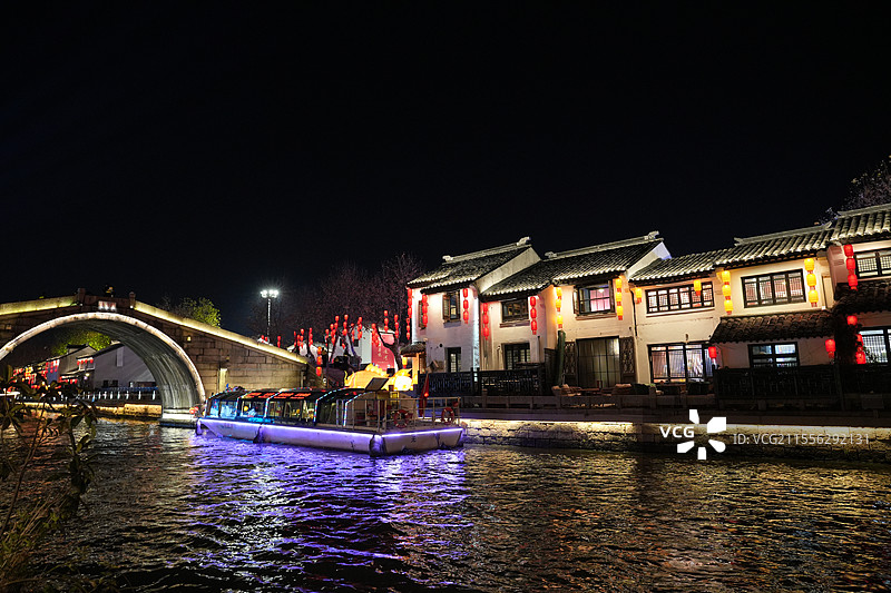 无锡南长街夜景 古运河灯光 无锡地标图片素材