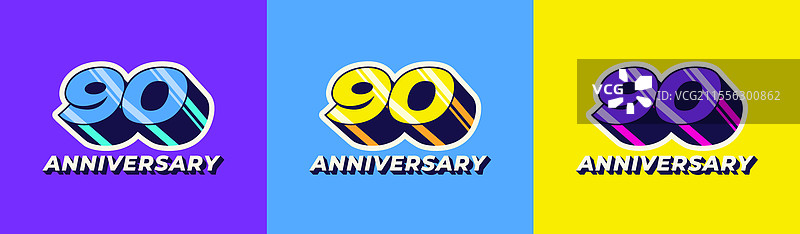 3D复古长阴影彩色90年代标志图片素材