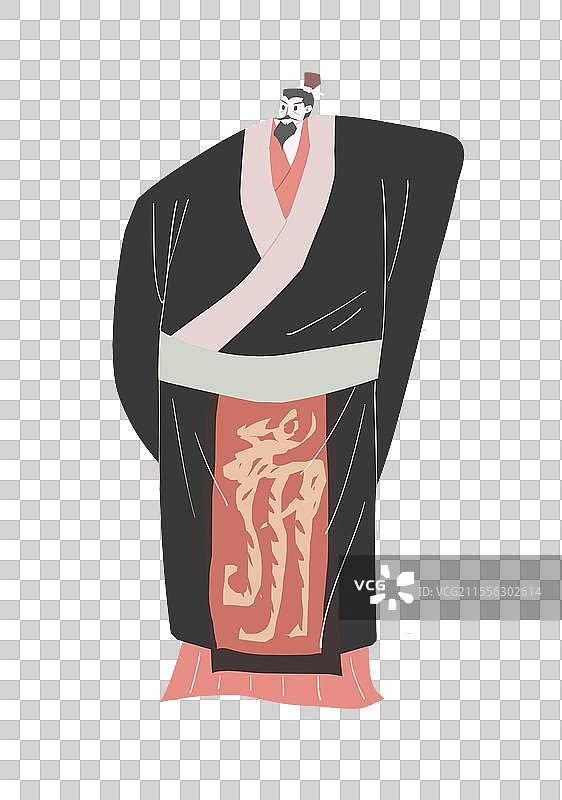 古代背着手注视的中年男人插画元素图片素材