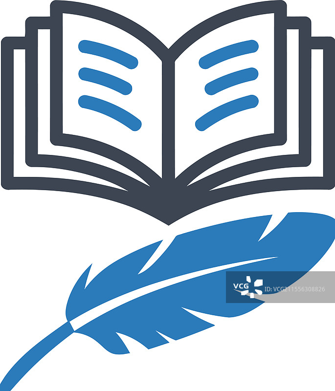 书本和羽毛图标图片素材