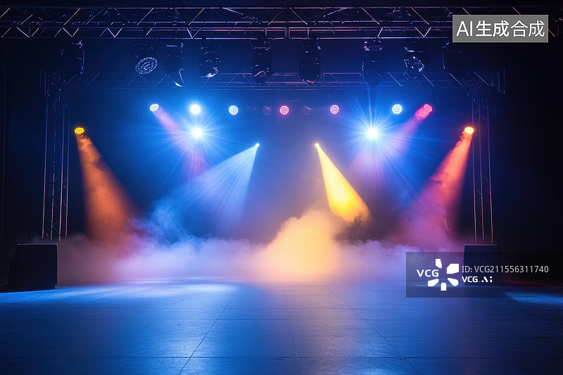 【AI数字艺术】舞台灯光下的梦幻空间图片素材