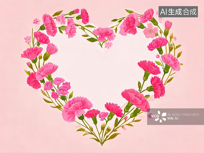 【AI数字艺术】粉色康乃馨贺卡图片素材