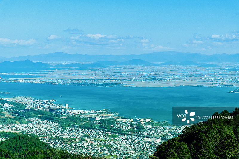 从京都比睿山顶俯瞰琵琶湖图片素材