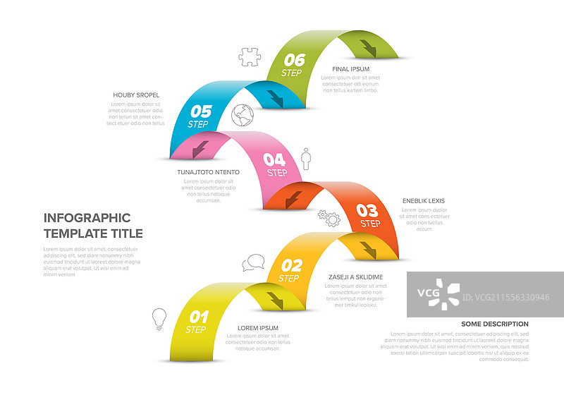 色彩丰富的六步跳跃信息图设计图片素材