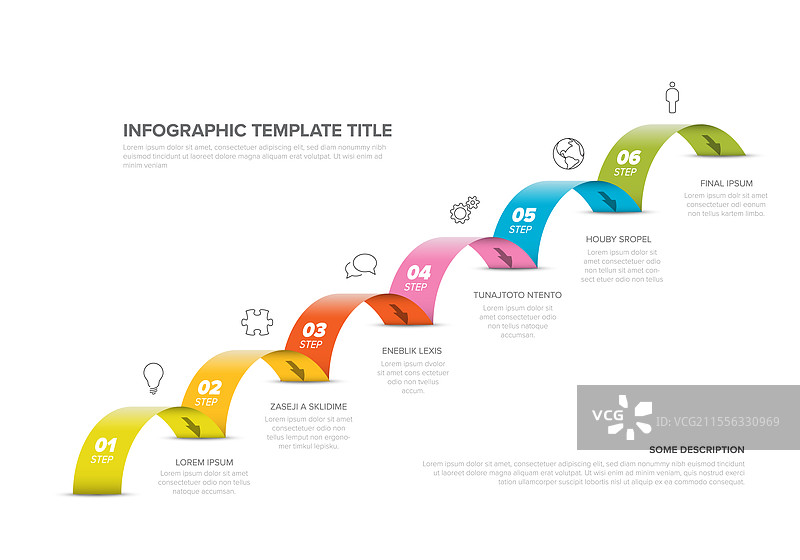 色彩丰富的六步信息图模板关于光线图片素材