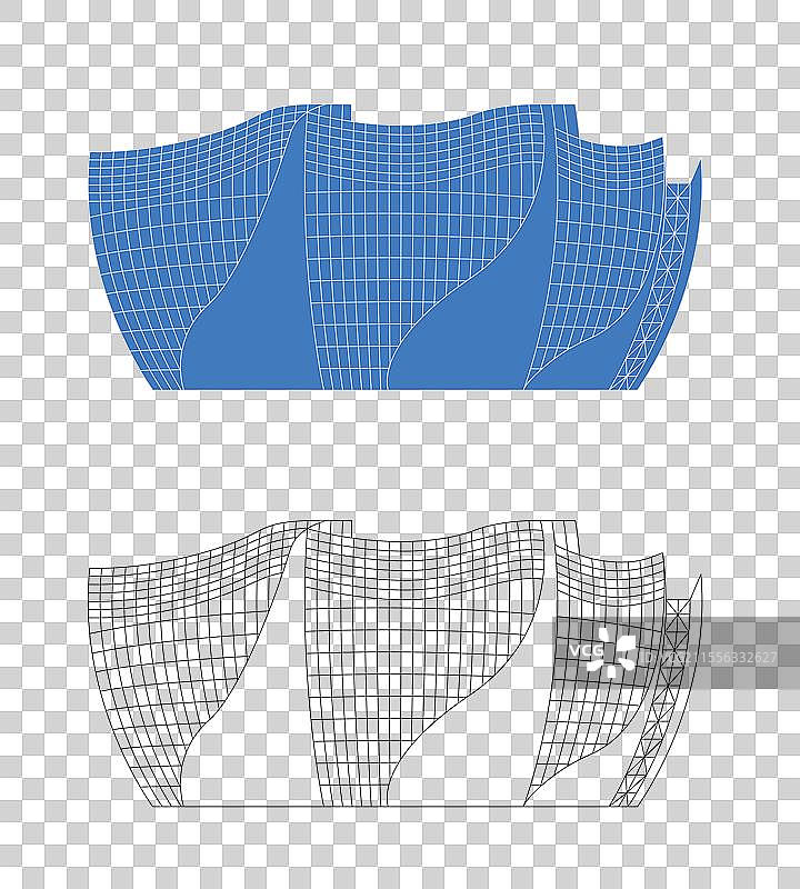 城市地标建筑剪影剪纸风格线条矢量插画—徐州音乐厅图片素材
