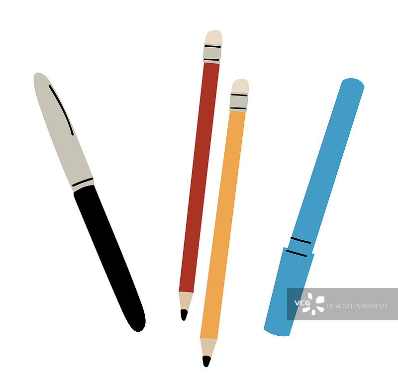 马克笔荧光笔和铅笔套装图片素材