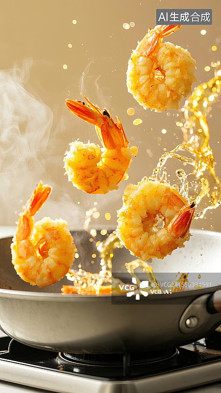 【AI数字艺术】飞溅的炸虾图片素材