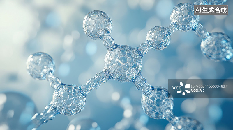 【AI数字艺术】分子结构模型科技背景图片素材